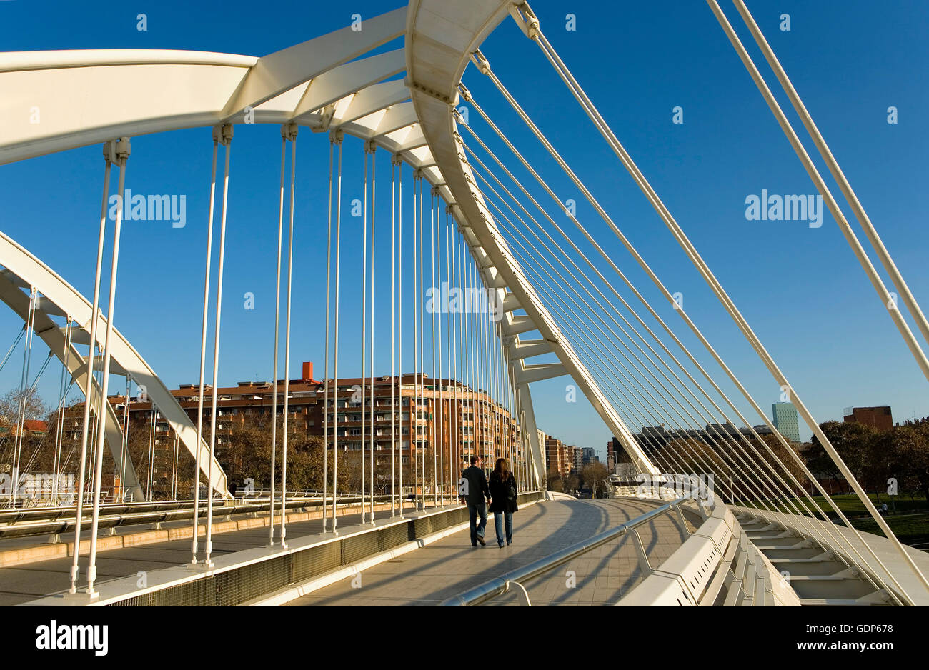 Bac de Roda bridge (architect: Santiago Calatrava), Barcelona, Spain Stock Photo