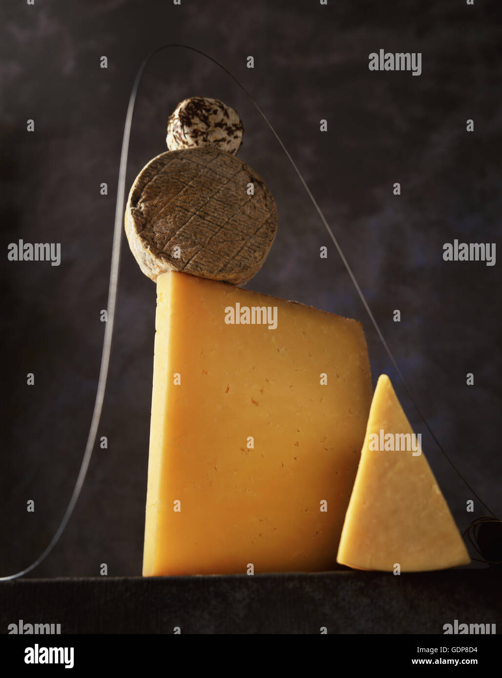 Stack of British cheeses Stock Photo