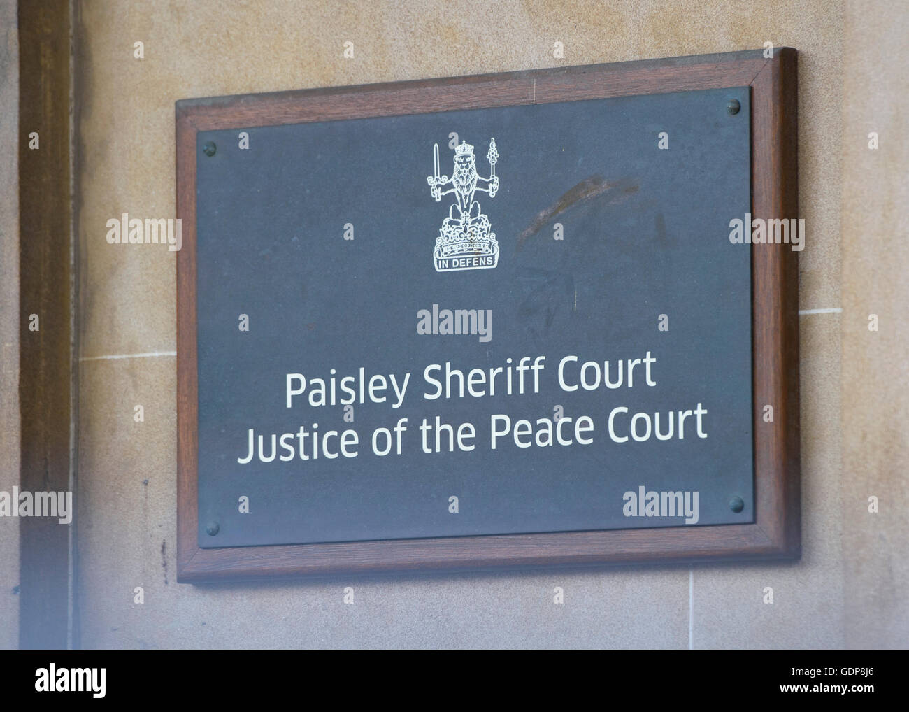 A sign outside paisley sheriff court hires stock photography and