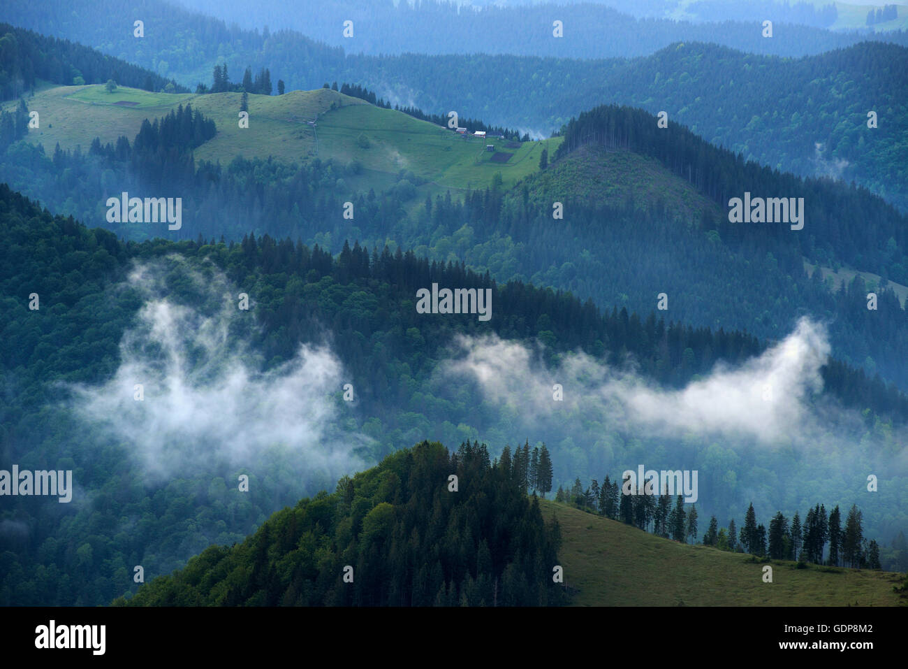 Dzembronya Village, Carpathian Mountains, Ivano-Frankovsk Region, Ukraine Stock Photo