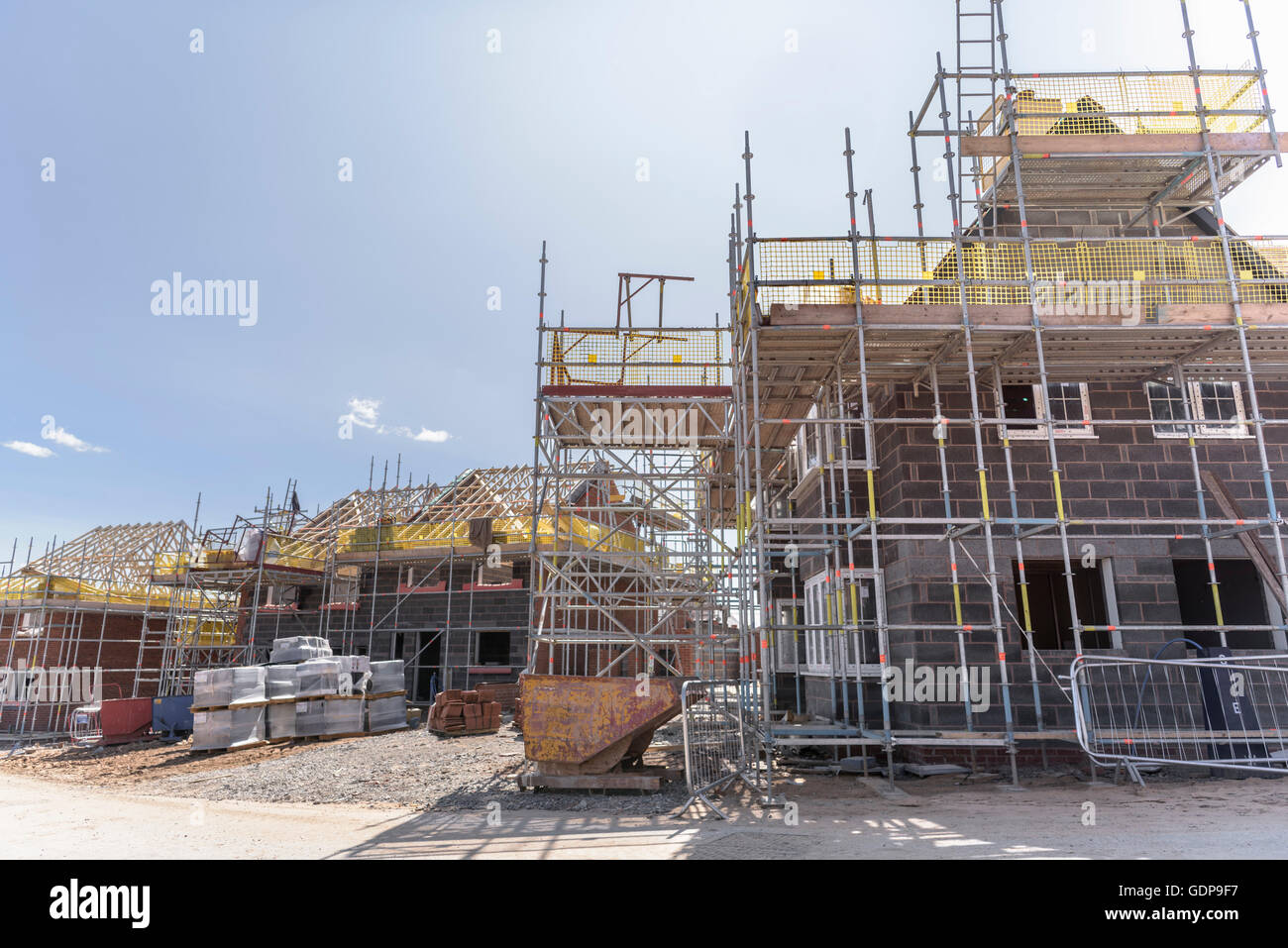 View of housing development on building site Stock Photo