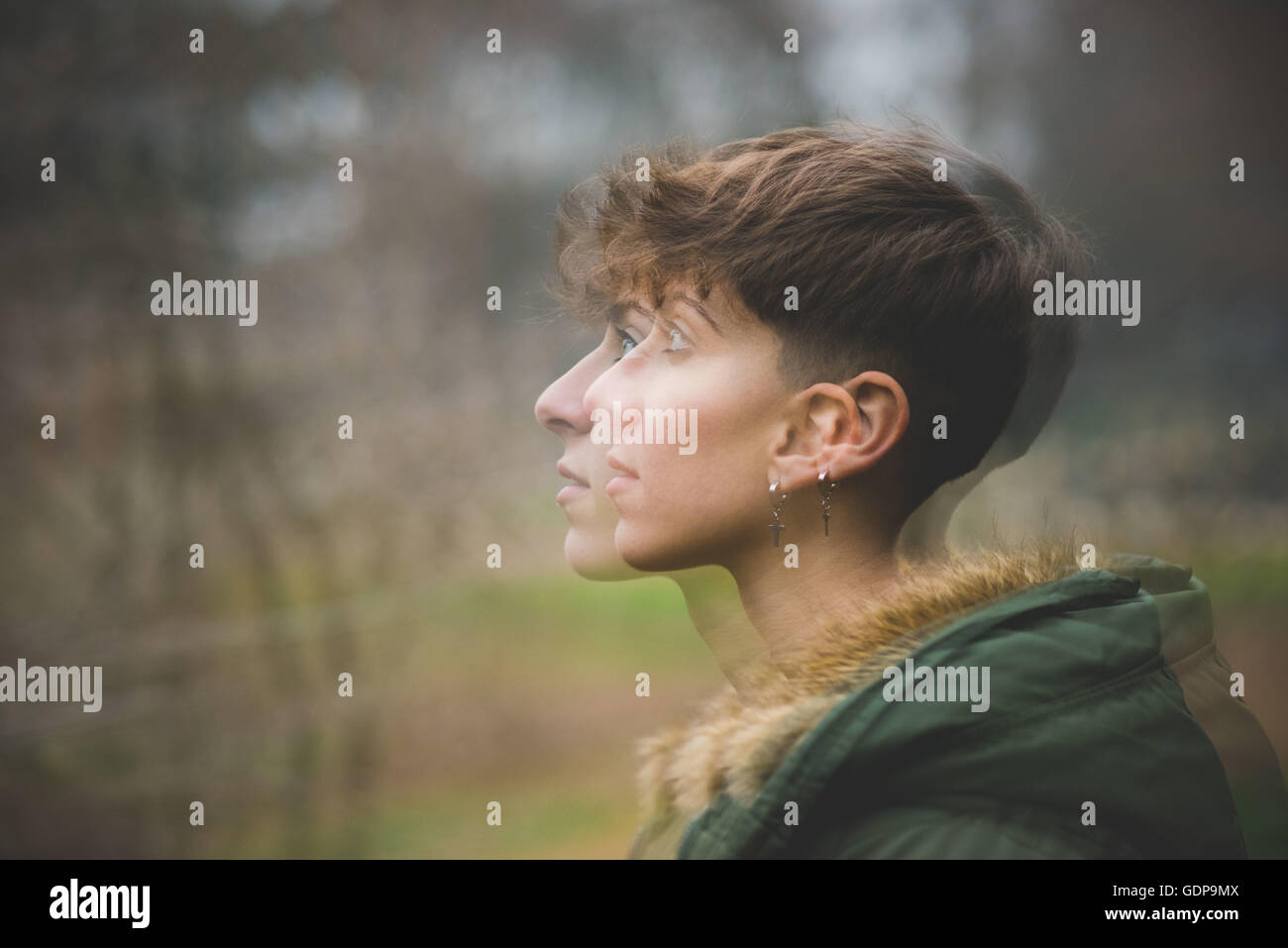 Young woman side view hi-res stock photography and images - Alamy
