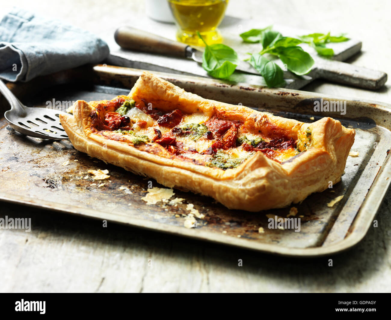 Tomato and mozzarella tart Stock Photo