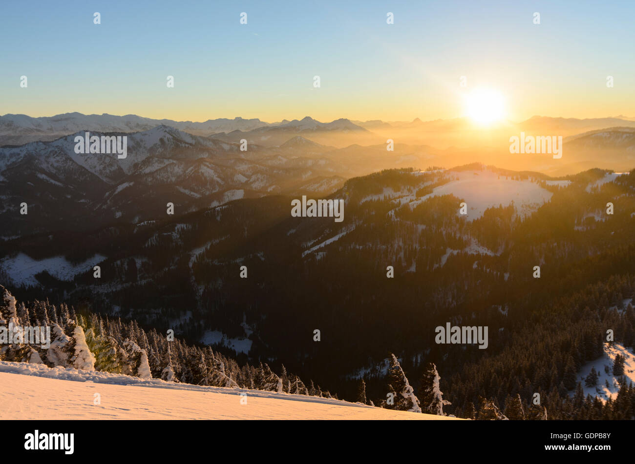 Mitterbach am Erlaufsee View from the mount Gemeindealpe on mountain