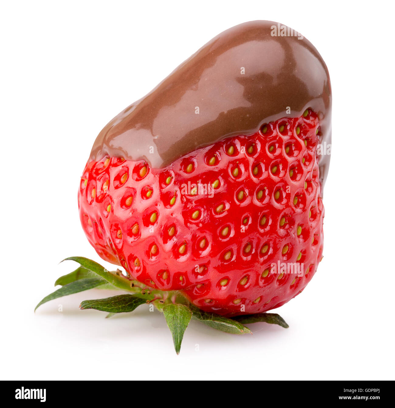 strawberry with chocolate isolated on the white background. Stock Photo