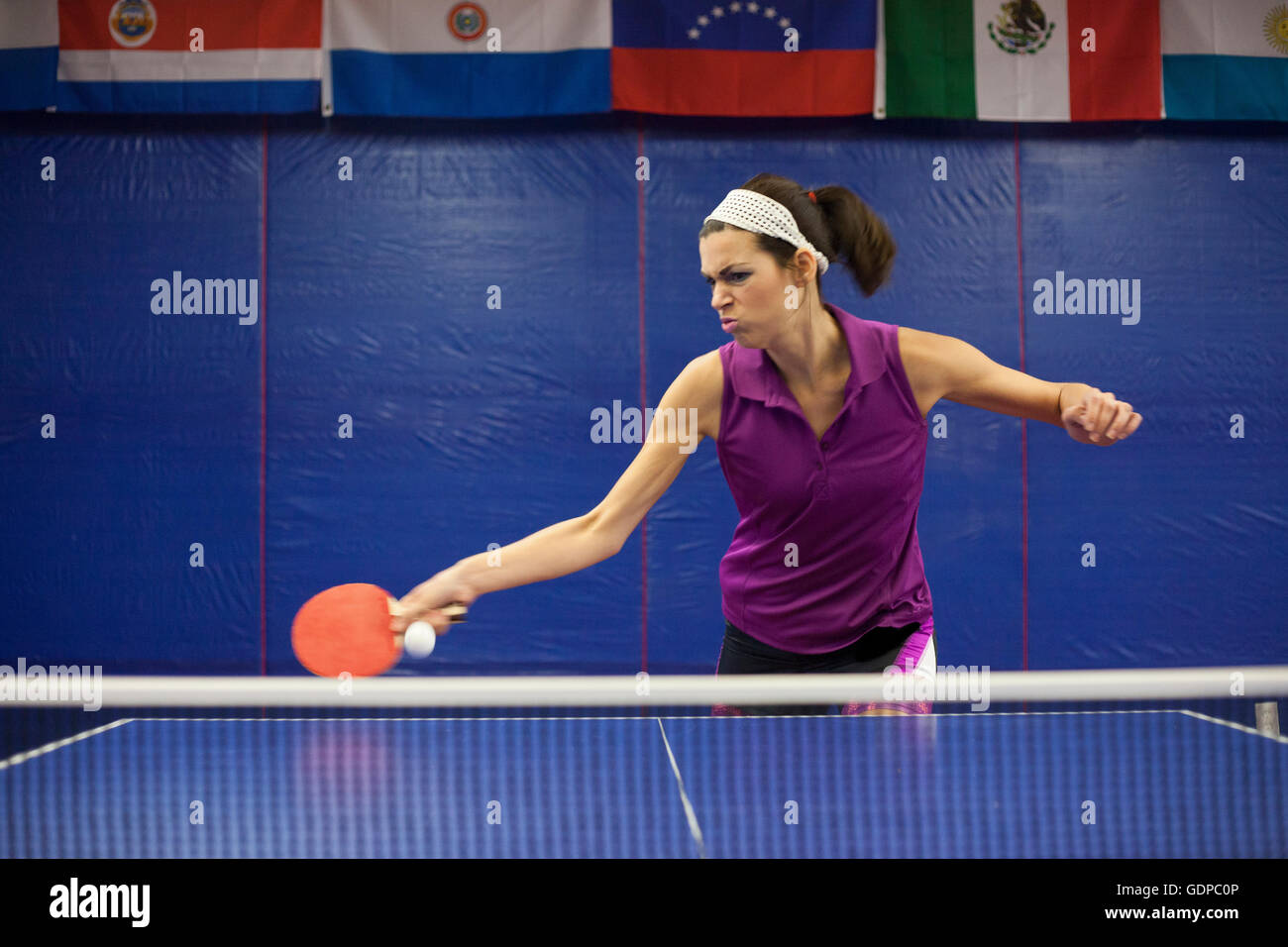 Table tennis player training Stock Photo Alamy