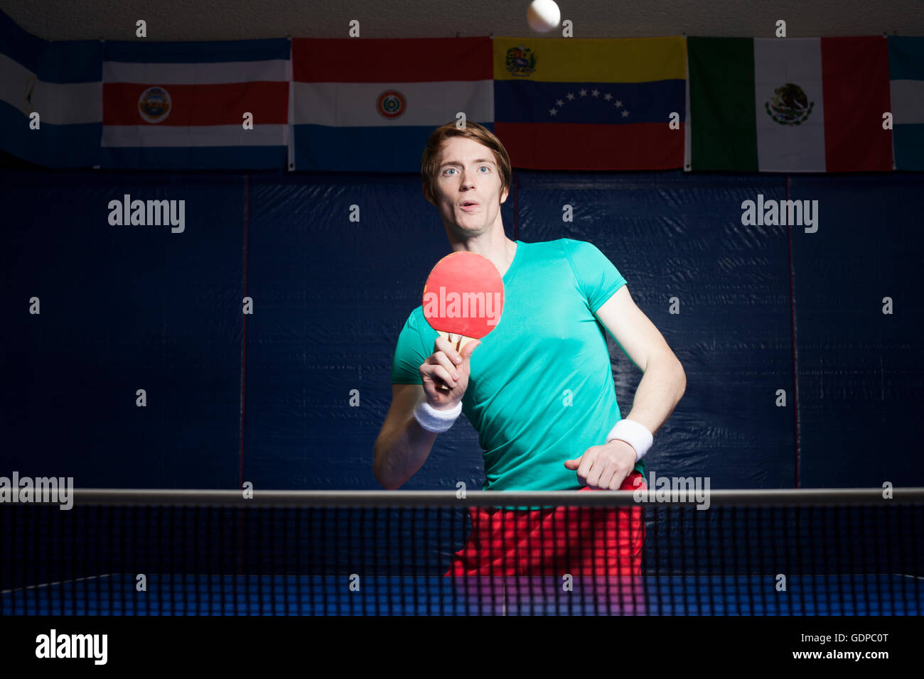 Table tennis player training Stock Photo Alamy