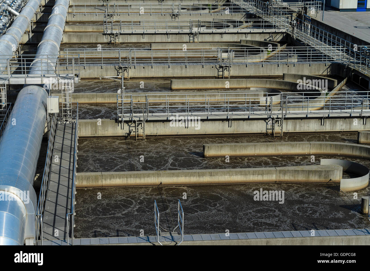 Wien, Vienna: Main sewage treatment plant Vienna : aeration tanks of the 2nd stage, Austria, Wien, 11. Stock Photo