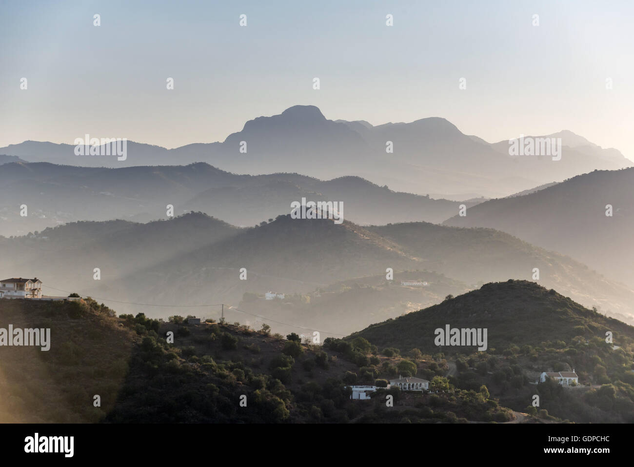 View across the mountains of Malaga province in southern Spain Stock Photo