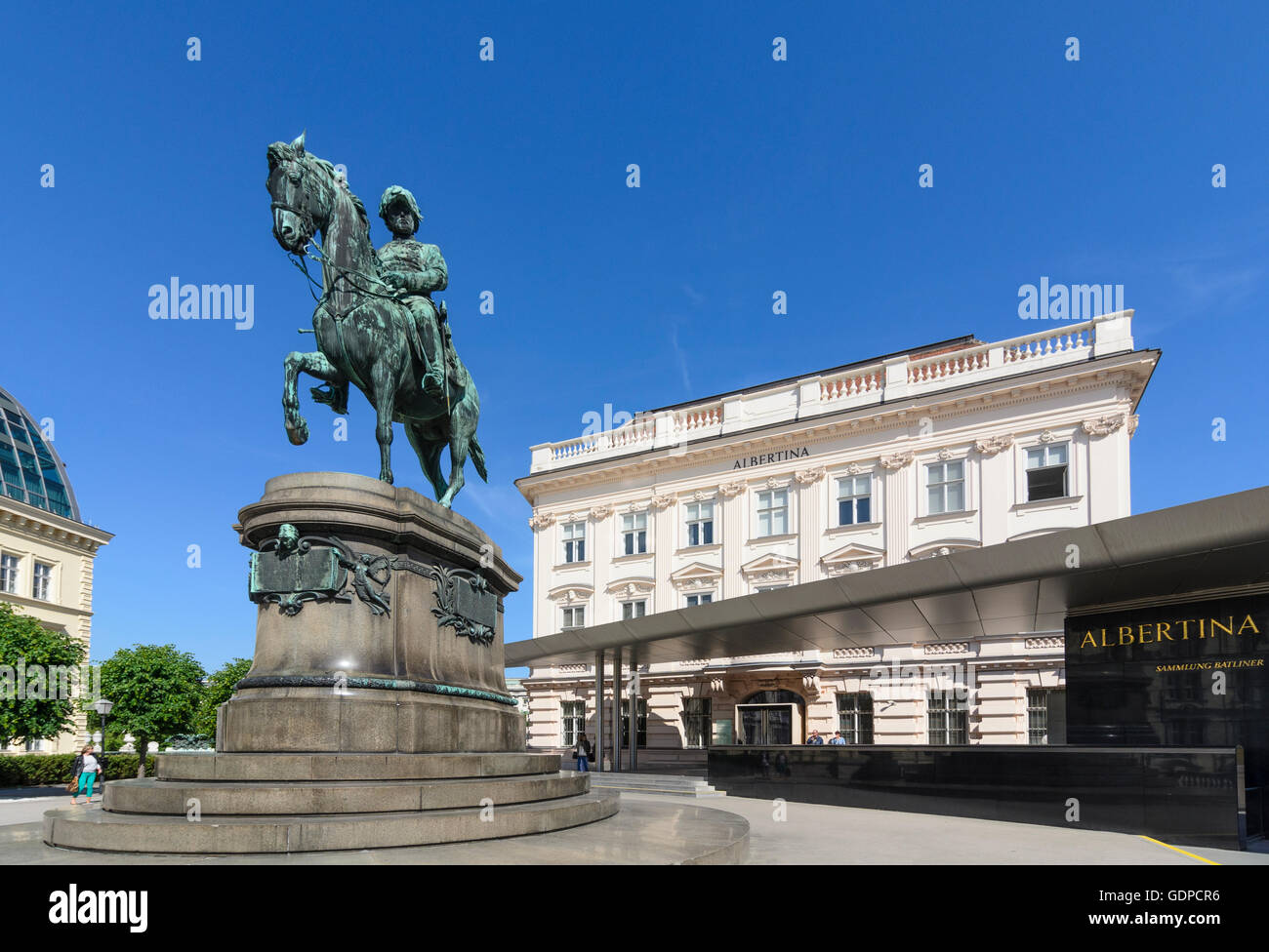 Wien, Vienna: Albertina and equestrian statue of Archduke Albrecht, Austria, Wien, 01. Stock Photo