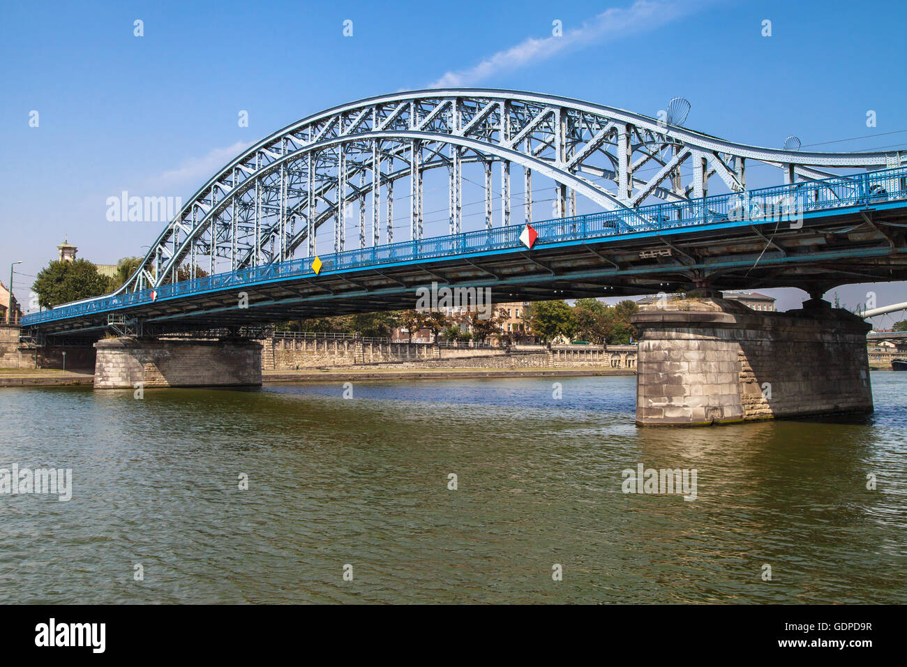 Marshal Jozef Pilsudski Bridge over Vistula River in Krakow, Poland. Stock Photo