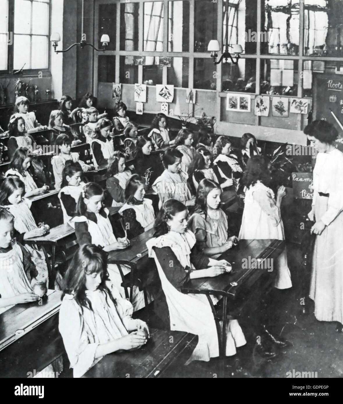 EDUCATION A girls' elementary school about 1910 where the class is ...