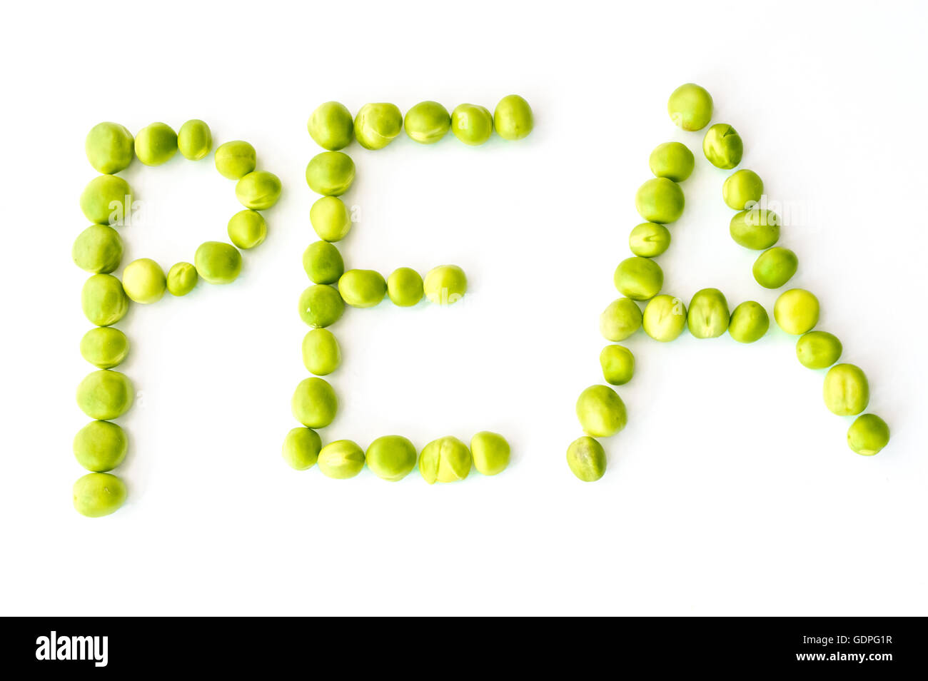 Pea Writing Isolated on White Background Stock Photo