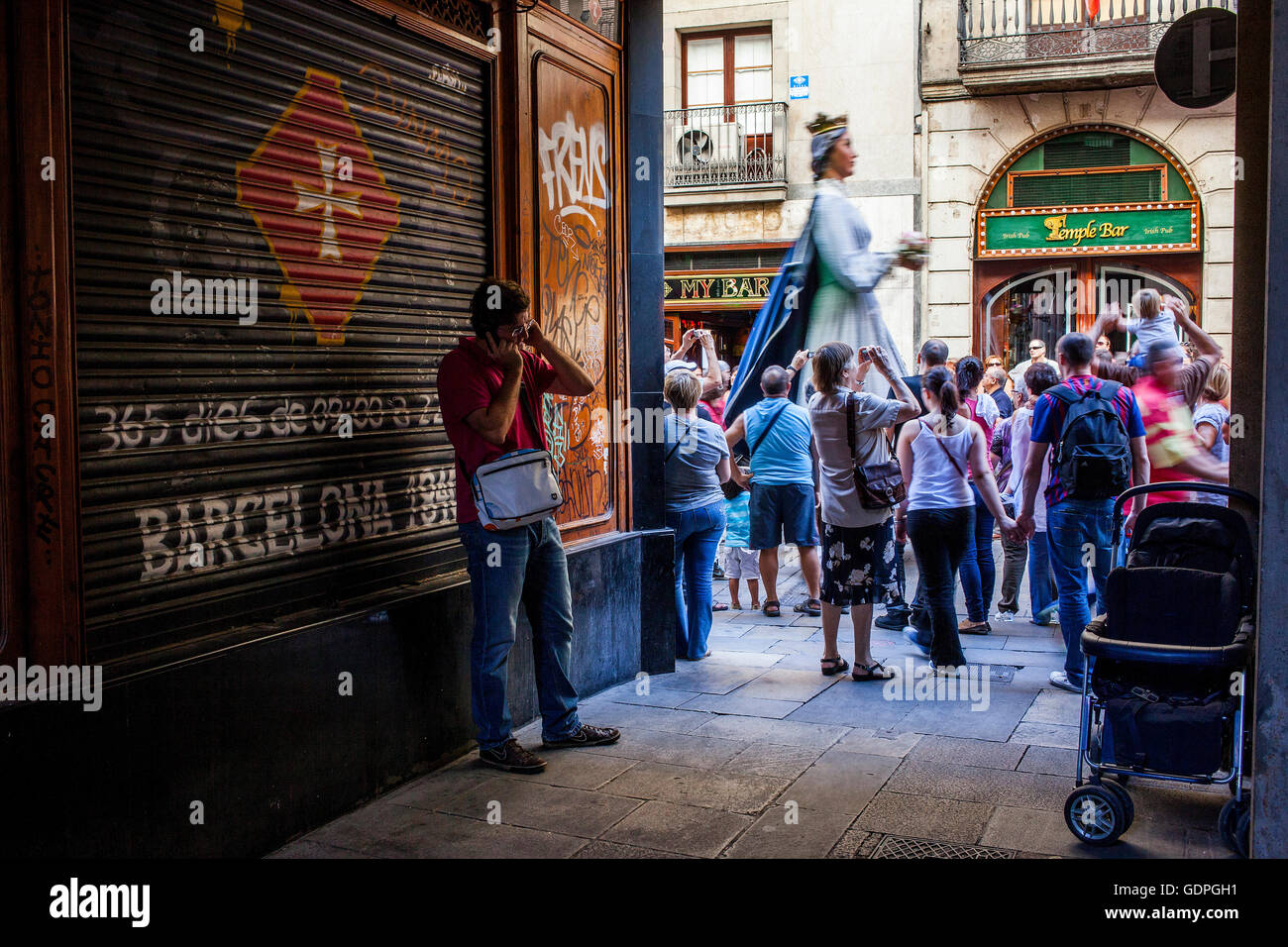 Giants during La Merce Festival, in Ferran street.  Barcelona. Catalonia. Spain Stock Photo