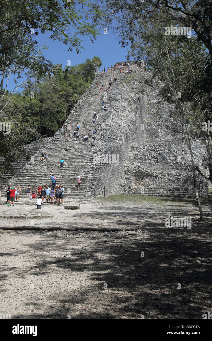 the nohoch mul pyramid at the ancient mayan archaeological site at coba mexico Stock Photo