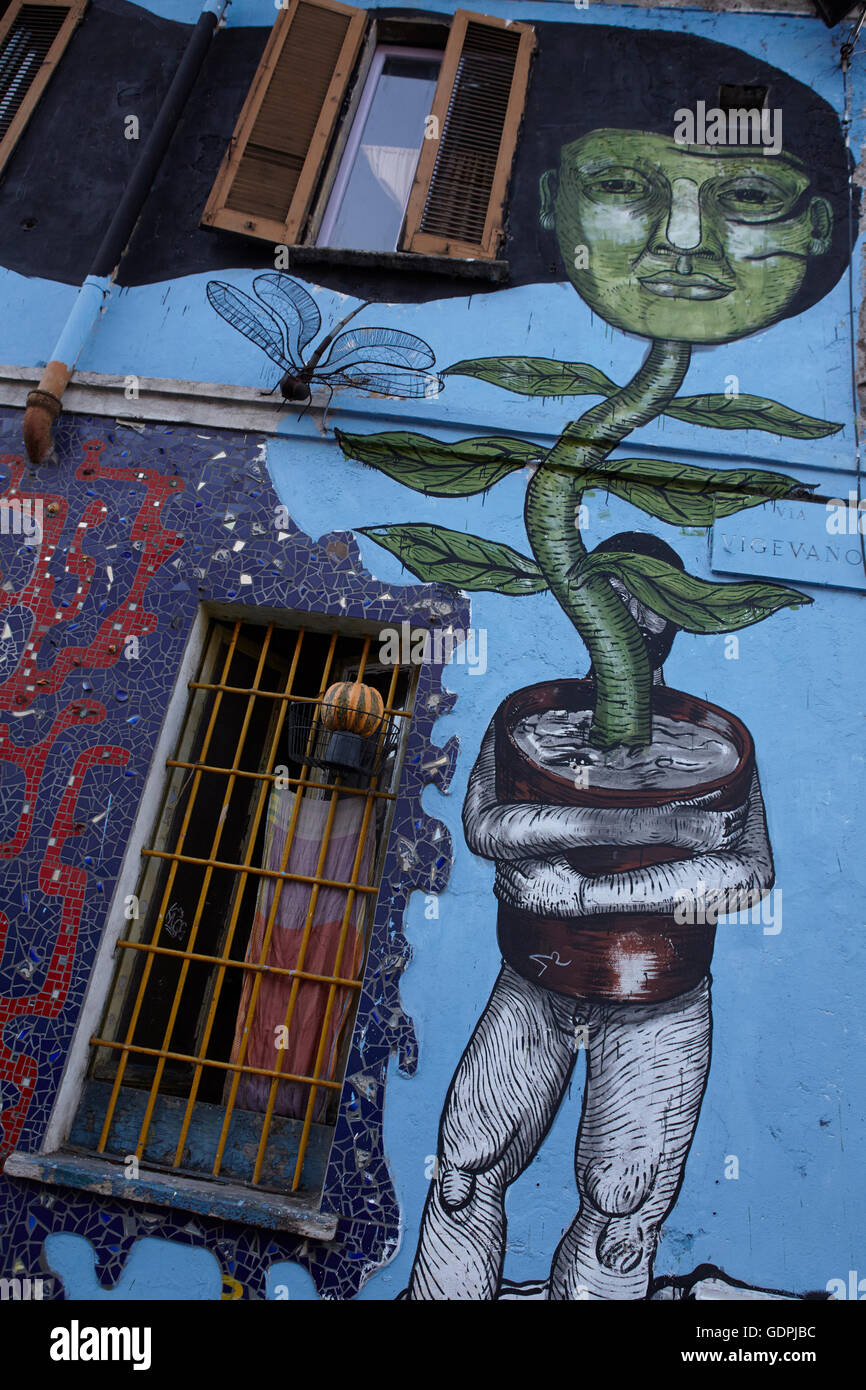 Street art in Viale Gorizia, Milan, Italy Stock Photo