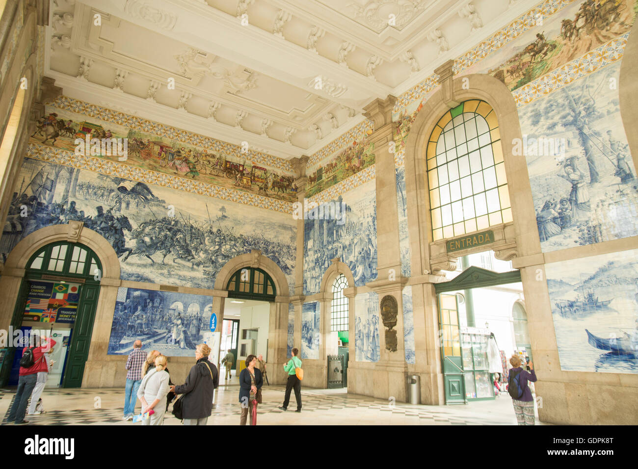 the train station San Bento in the city centre of Porto in Porugal in Europe. Stock Photo