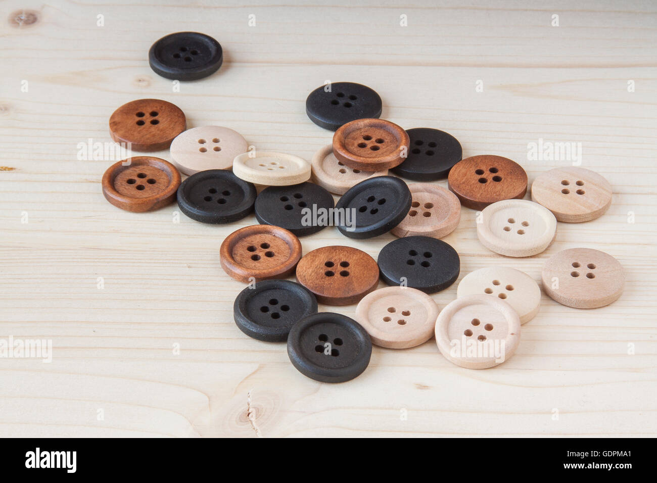 Wooden Craft Buttons Stock Photo - Alamy