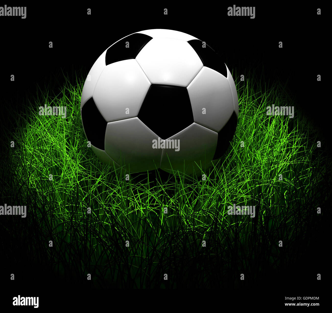 Soccer Ball on Grass 3D illustration Stock Photo - Alamy