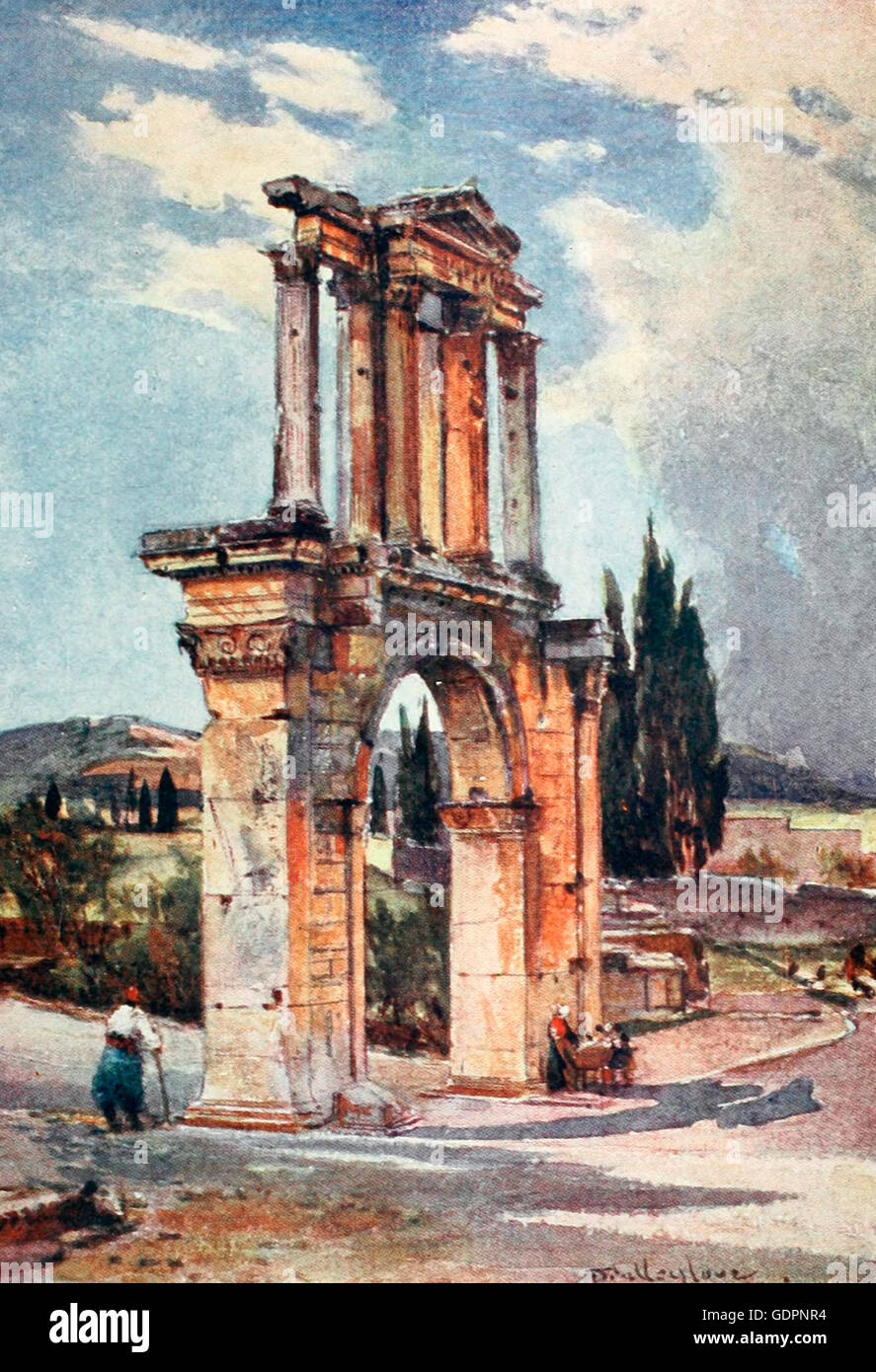 Hadrian Arch Athens, Greece, circa 1906 Stock Photo