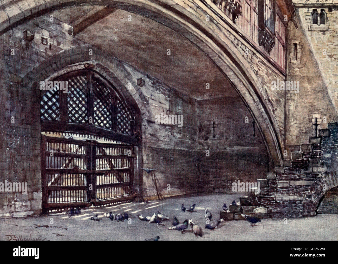 The Traitor's Gate, from within. Tower of London, circa 1908 Stock Photo