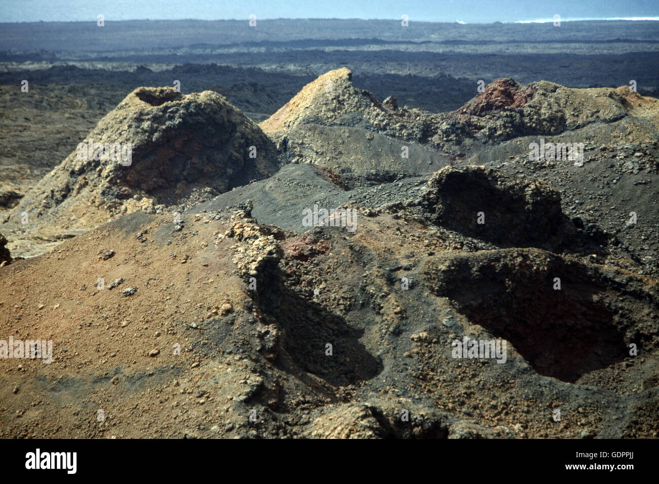 The Vulkan National Park Timanfaya on the Island of Lanzarote on the Canary Islands of Spain in
