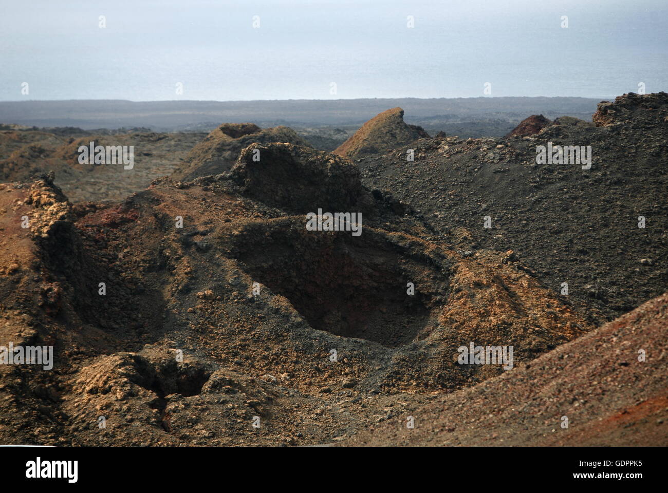 The Vulkan National Park Timanfaya on the Island of Lanzarote on the Canary Islands of Spain in