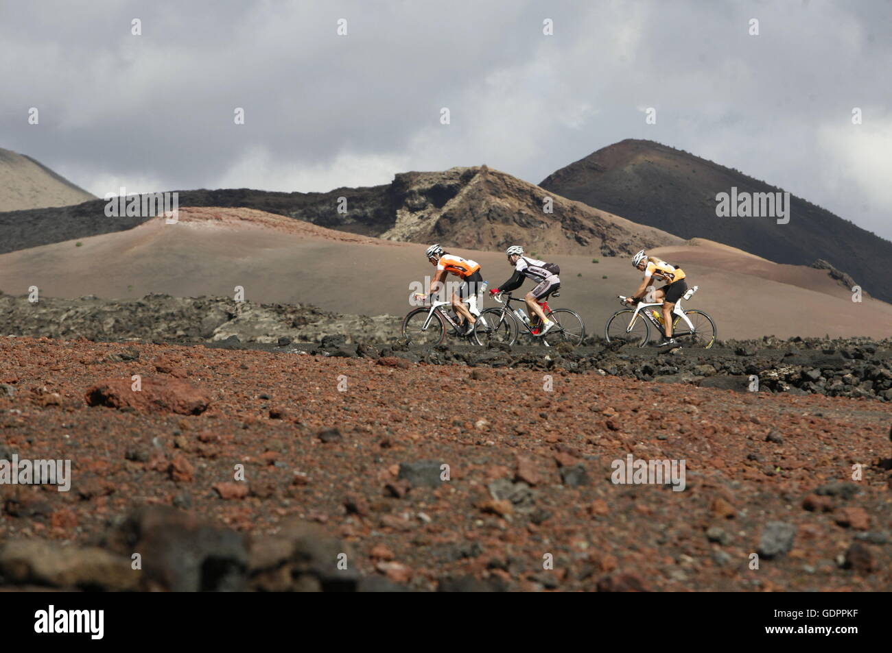 The Vulkan National Park Timanfaya on the Island of Lanzarote on the Canary Islands of Spain in