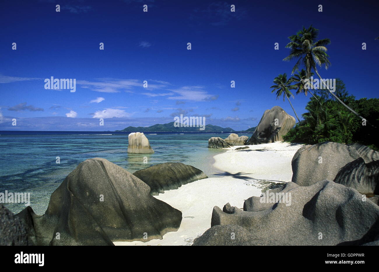 Afrika, Indischer Ozean, Seychellen, Insel, Strand, Reisen, Ferien, Meer, Beach, La Digue,  Ein Traumstrand an der Westkueste de Stock Photo