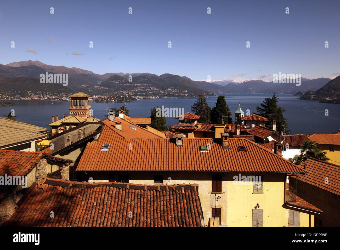 The Village of Stresa on the Lago Maggiore in the Lombardia  in north Italy. Stock Photo