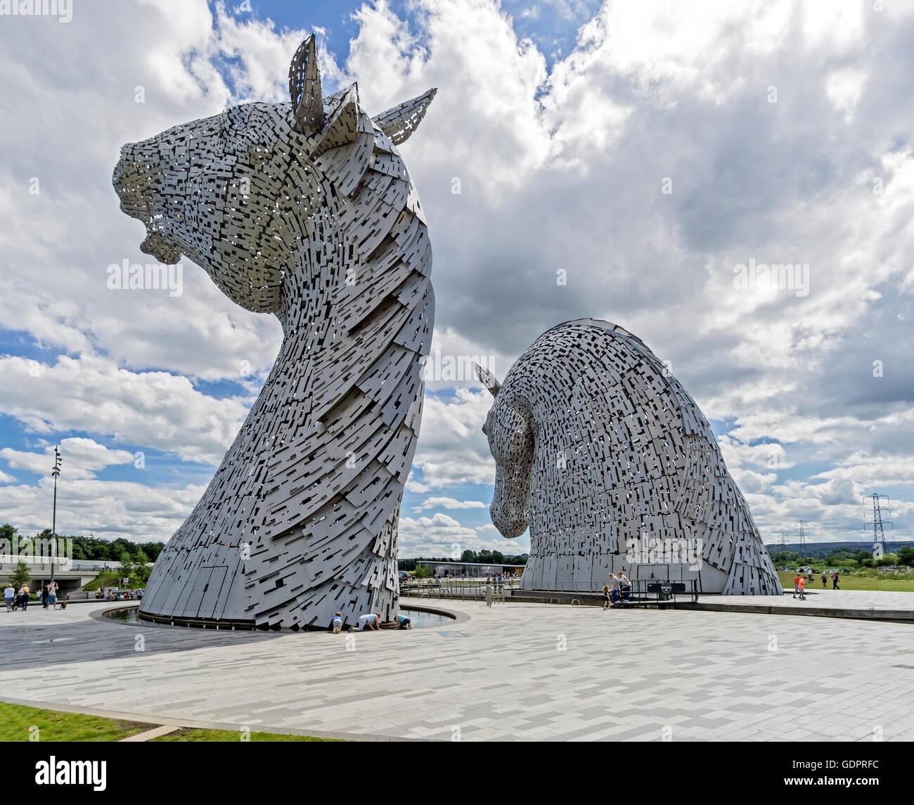 The new Visitor Centre and café at The Helix between The Kelpies in Falkirk Scotland Stock Photo