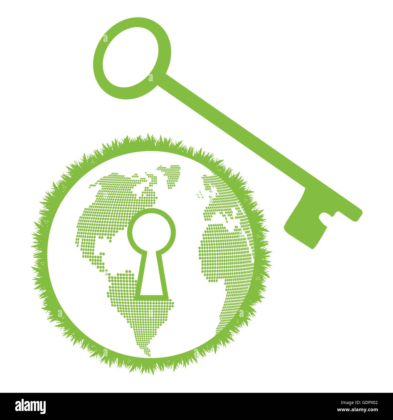 Ecology planet with keyhole and key vector background concept Stock ...