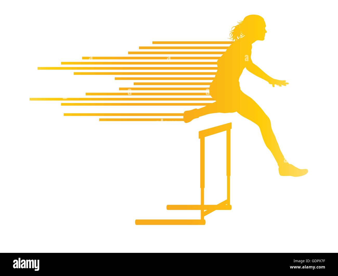Athlete woman hurdling in track and field vector background concept ...