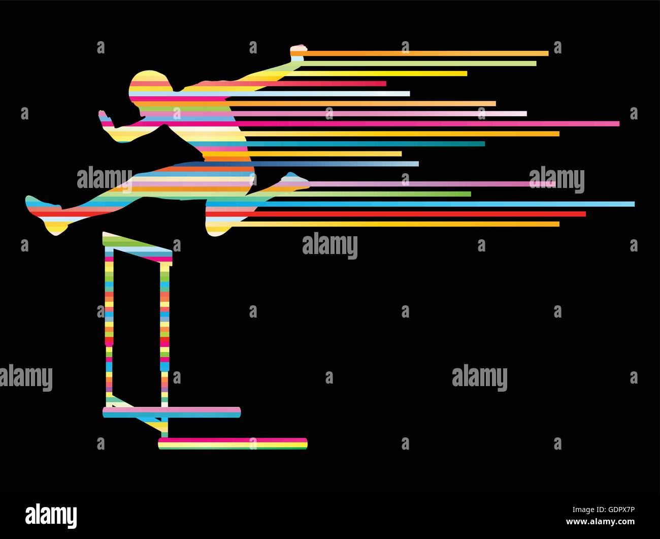 Athlete man hurdling in track and field vector background concept made