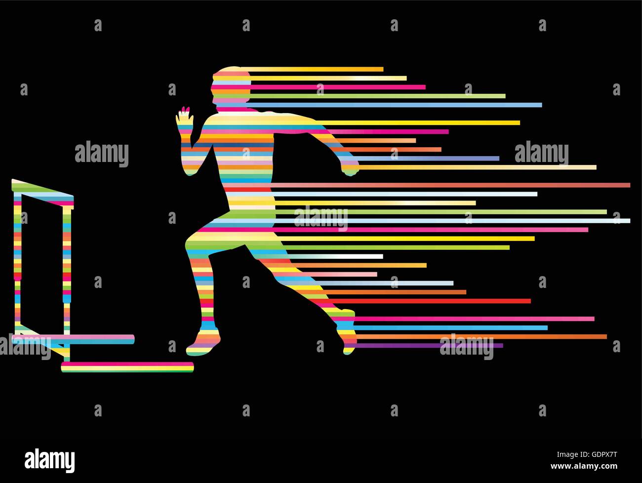 Athlete man hurdling in track and field vector background concept made