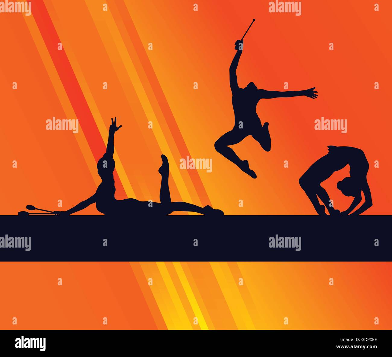 Rhythmic Gymnastics woman with clubs vector background concept Stock