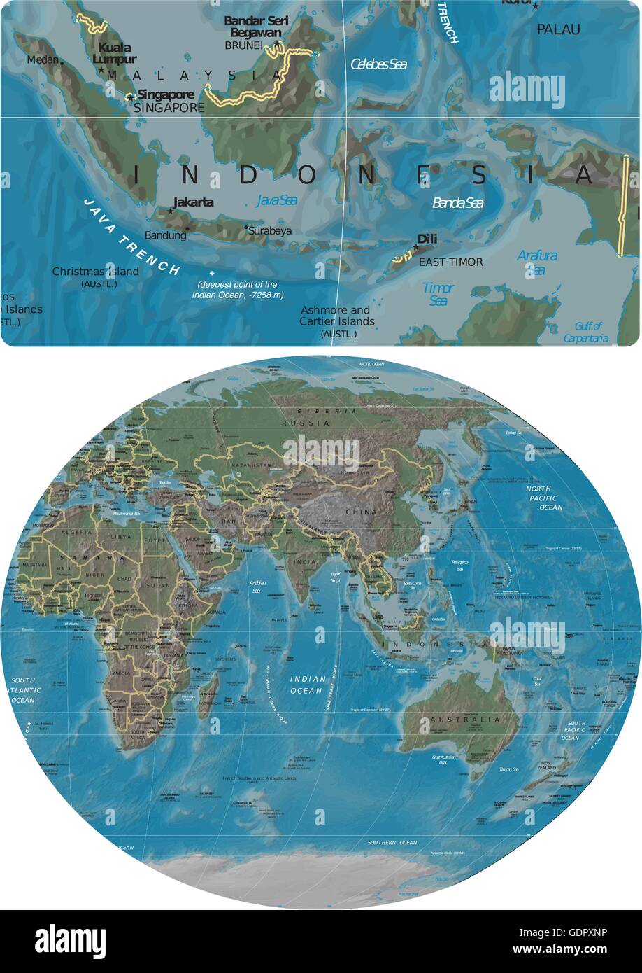 Indonesia And Asia Oceania Map Stock Vector Image & Art - Alamy