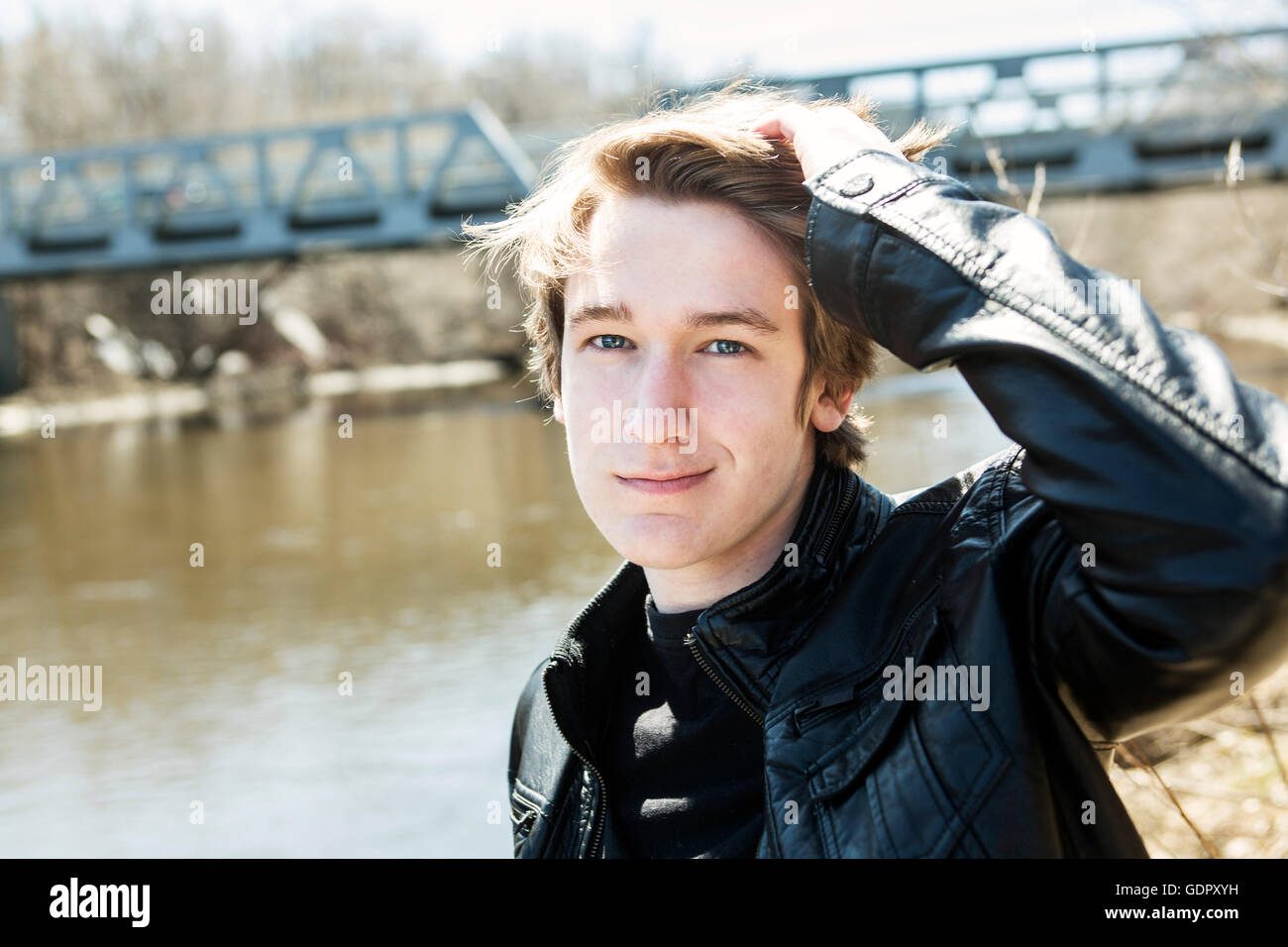 Leather jacket teenager hi-res stock photography and images - Alamy