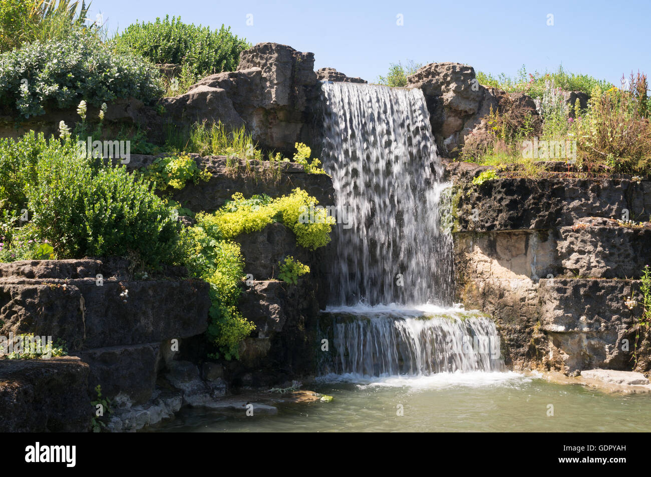 A waterfall in South Marine Park, South Shields, Tyne and Wear, England