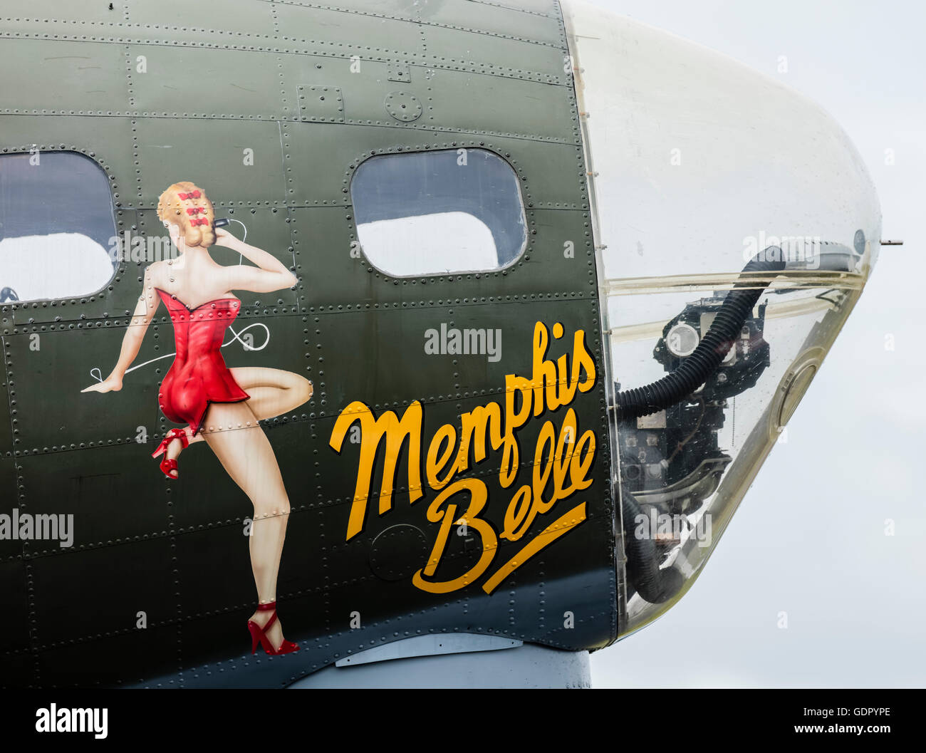 Illustration on the side of the B-17G Flying Fortress bomber known as Sally G which was used in the film Memphis Belle Stock Photo