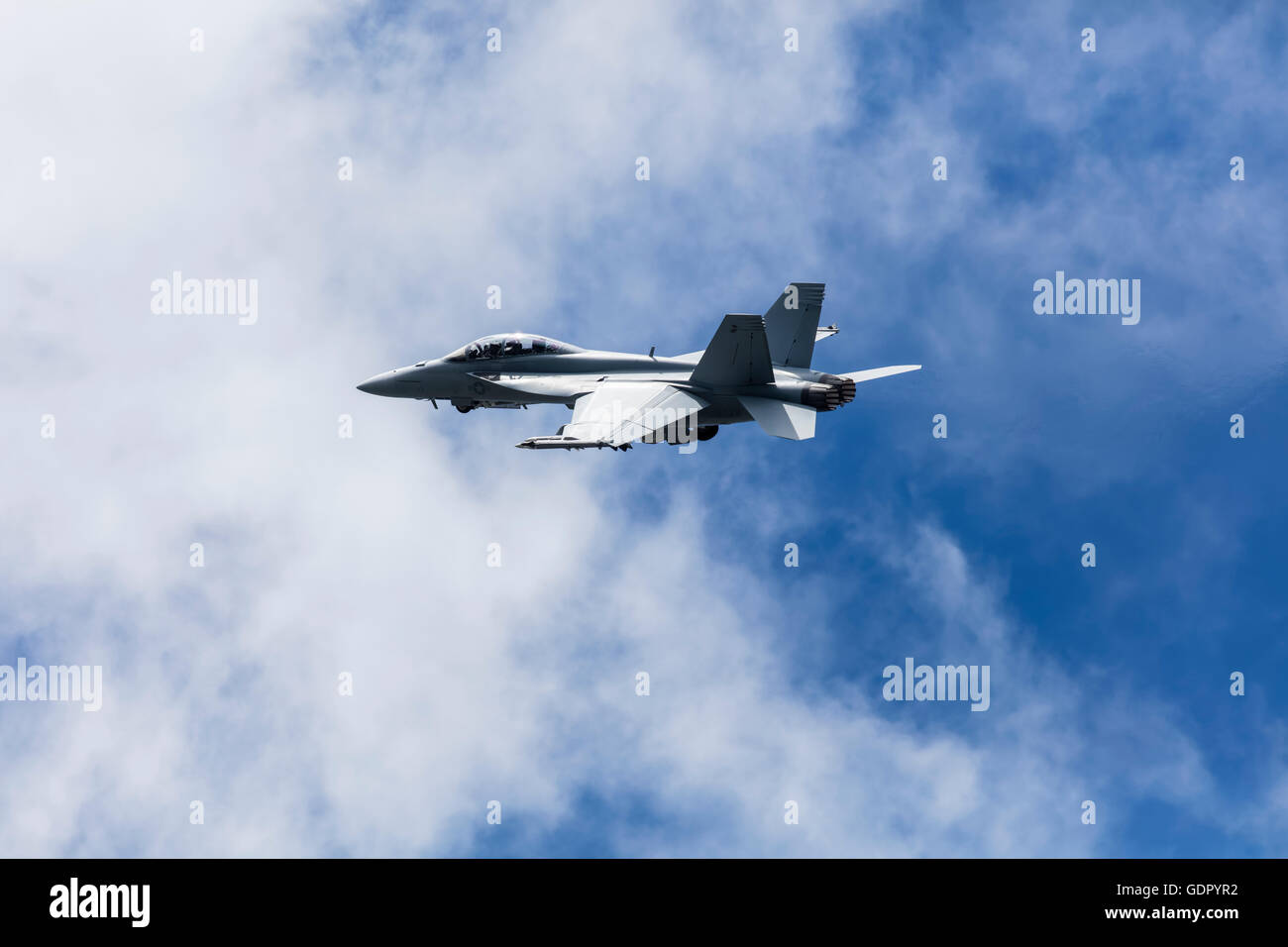 American F/A 18 Super Hornet Fighter plane in the sky Stock Photo