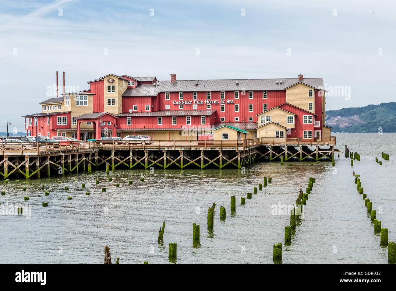 Cannery Pier Hotel and Spa in Astoria Oregon Stock Photo