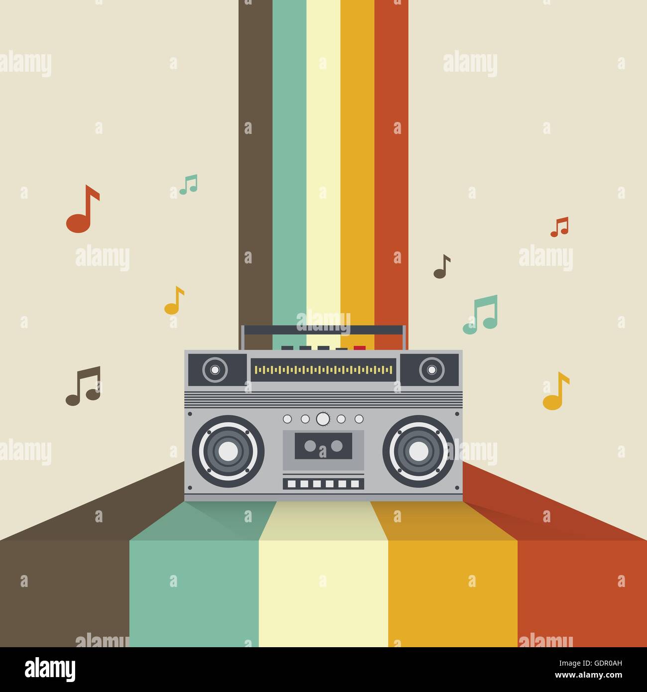 Boombox retro vintage style vector illustration Stock Vector Image ...