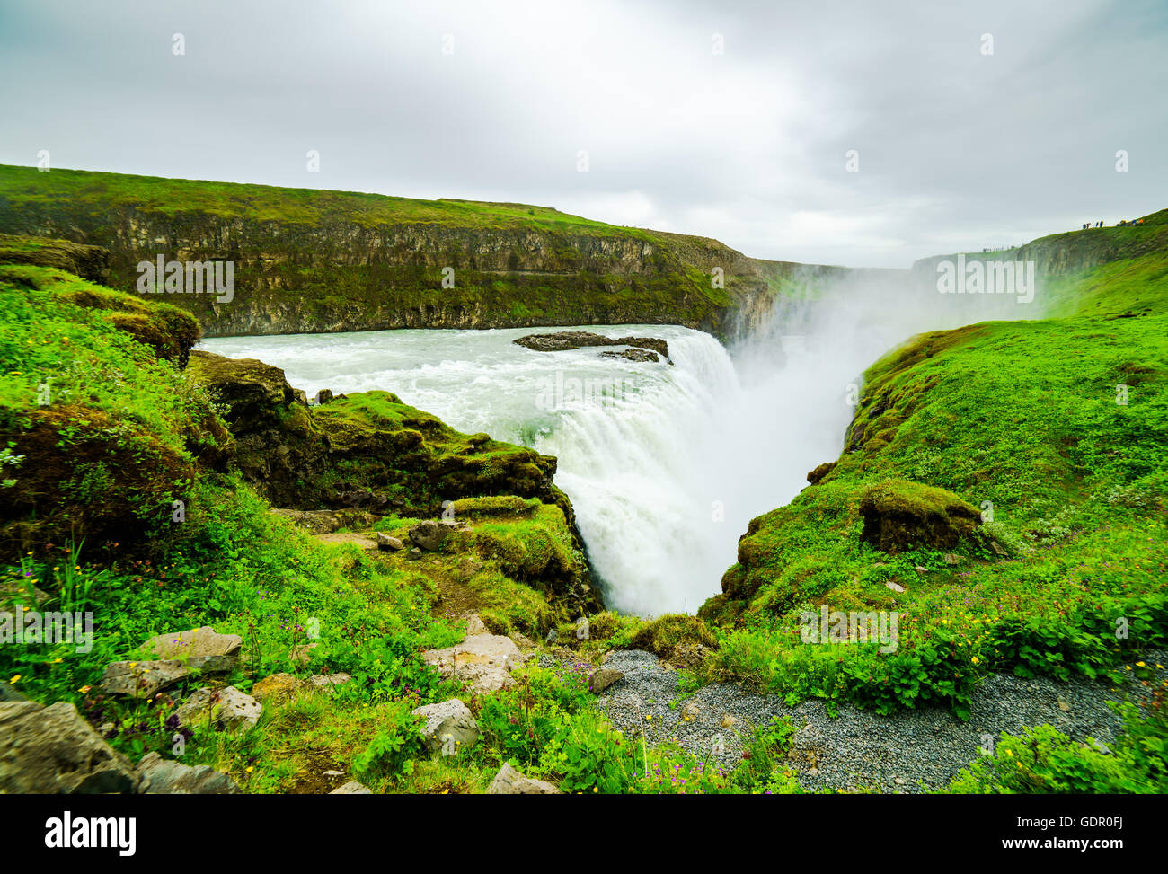 Gullfoss Waterfalls in the canyon of the Hvita River Iceland Stock Photo
