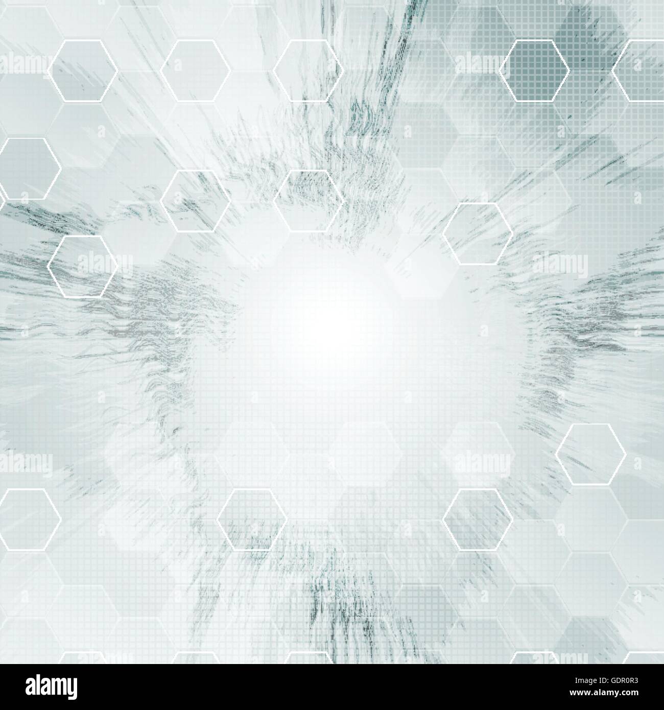 Light grunge tech background with hexagons shapes. Vector design Stock ...
