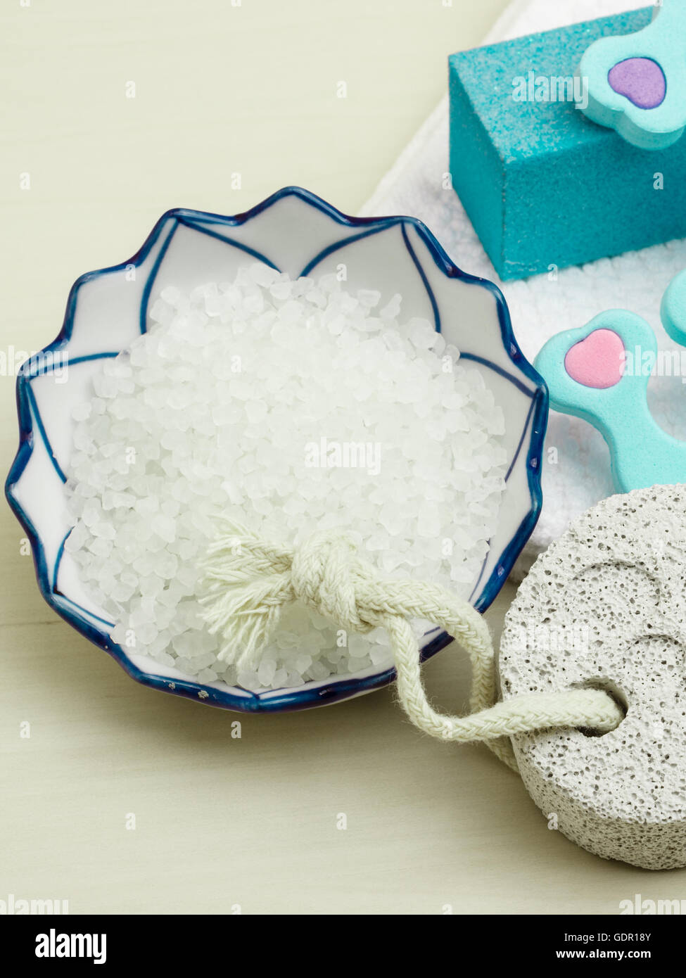 Foot nails care and cosmetics. Pedicure accessories set tools close up