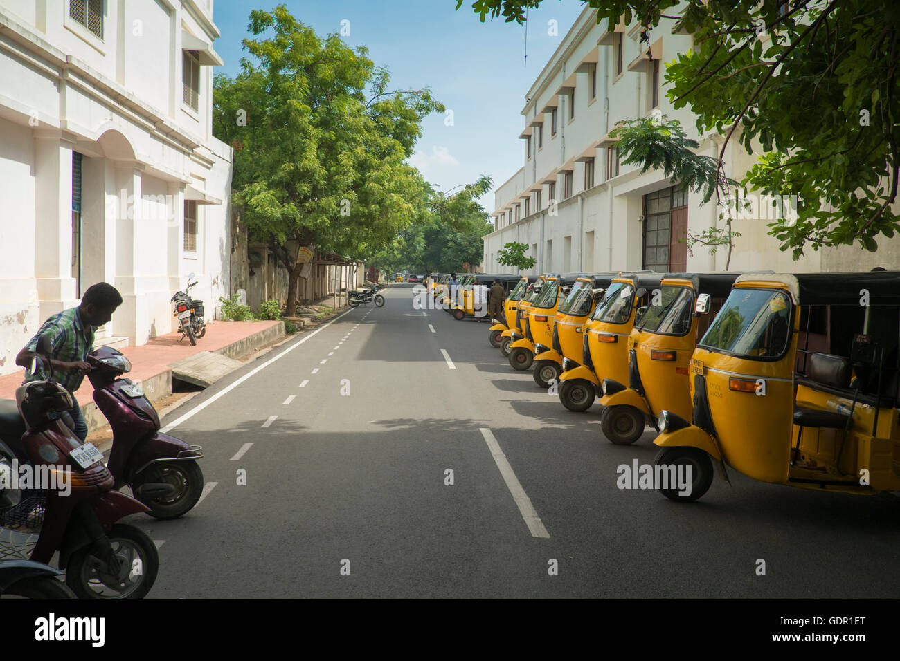 Autorickshaws in Pondicherry Stock Photo