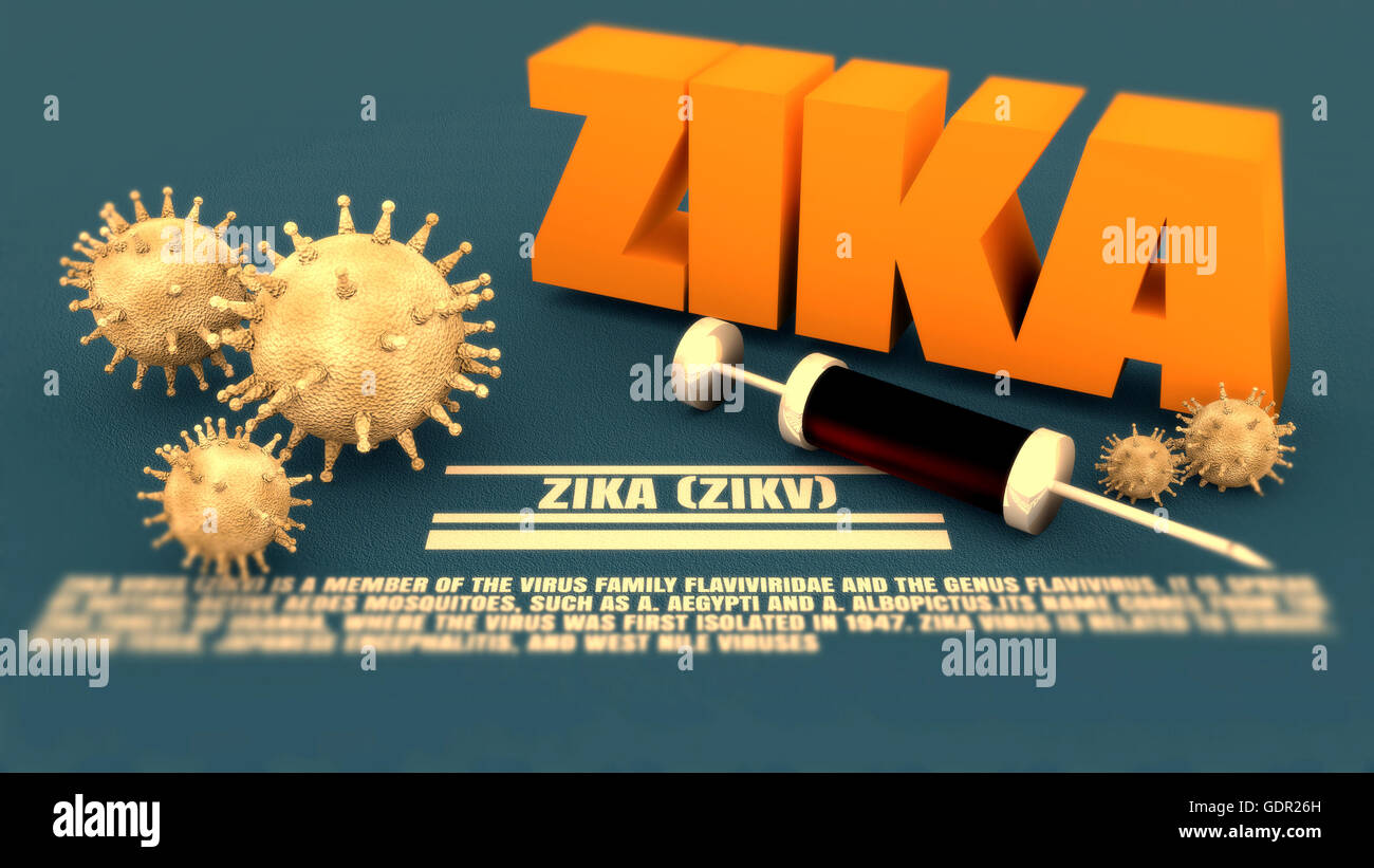 Zika disease, abstract virus models and syringe Stock Photo - Alamy