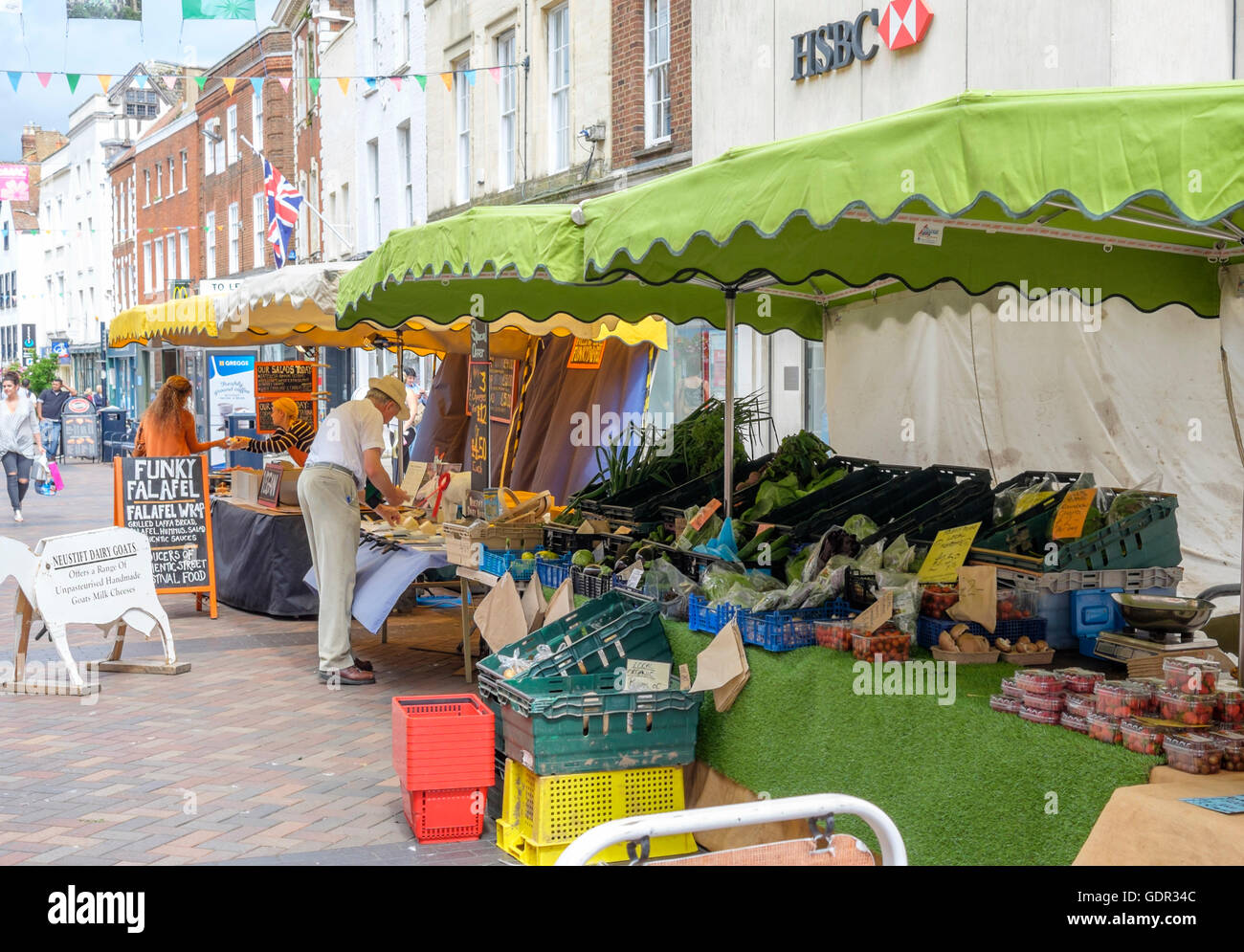 Gloucester City and market stall Stock Photo Alamy