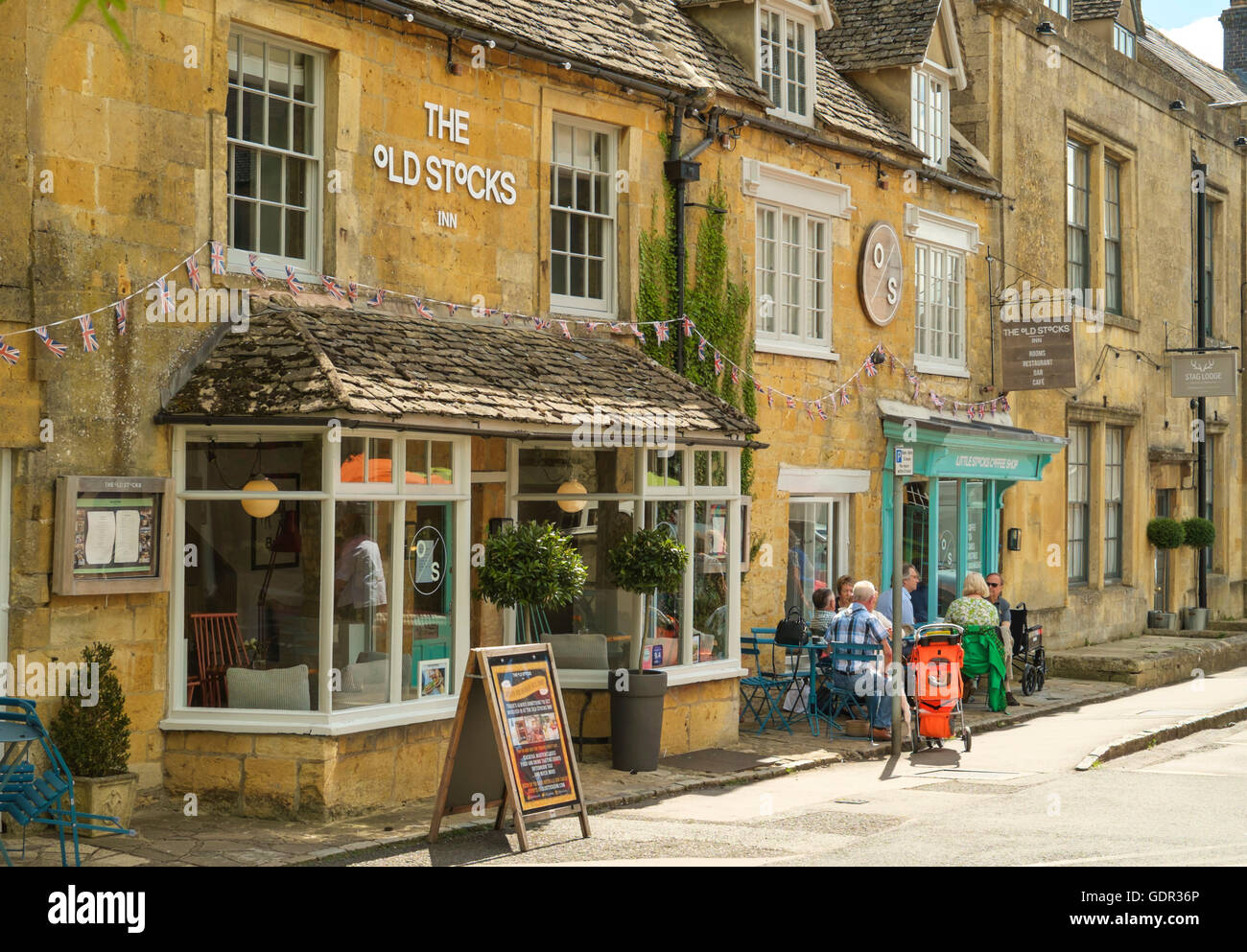 Stow-on-the-Wold a Cotswold town in Gloucestershire England UK The Old stocks Stock Photo